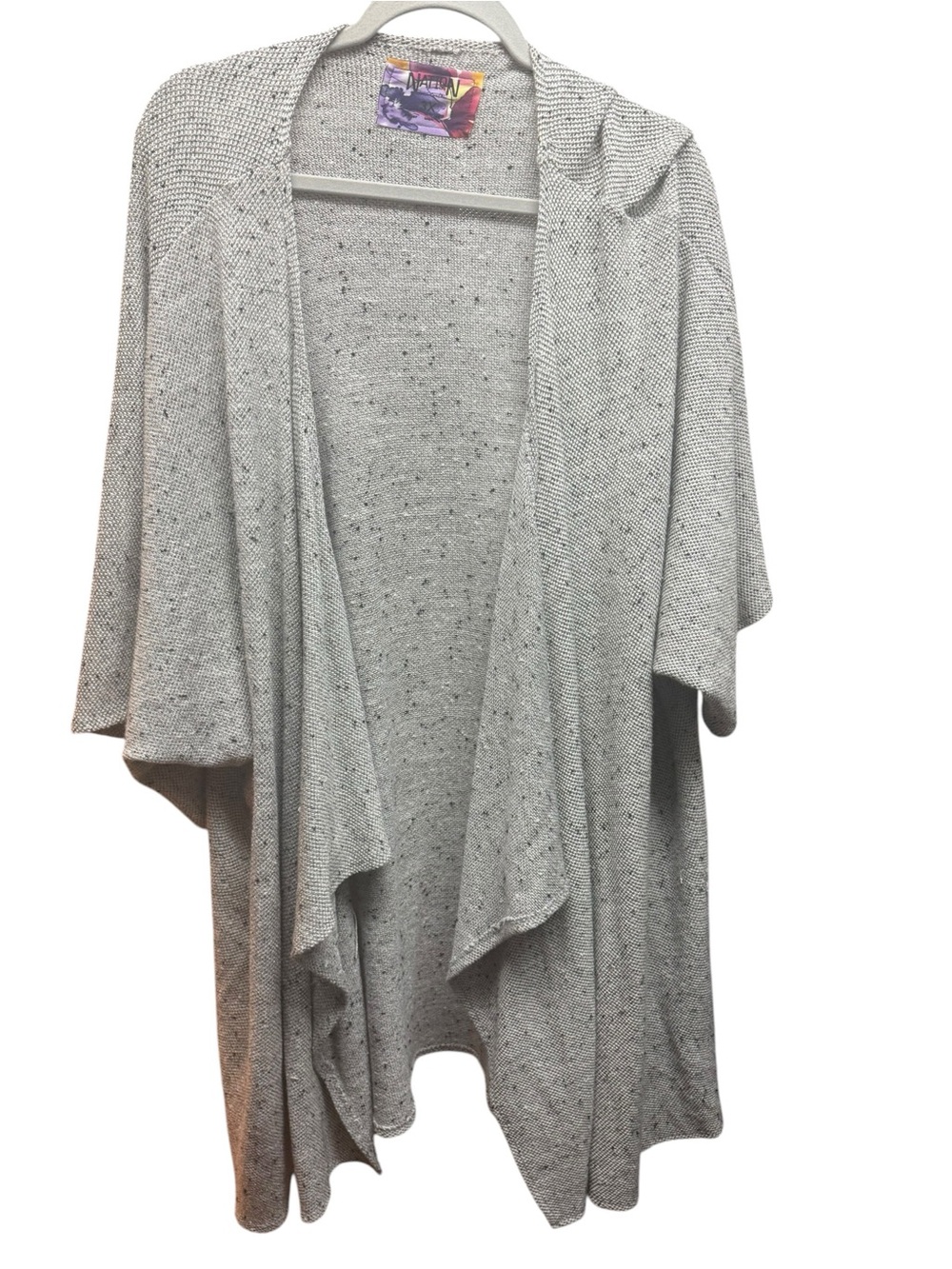 NATION LTD Grey Speckled Knit Batwing Open Front Cardigan Size 3X Coastal GMA